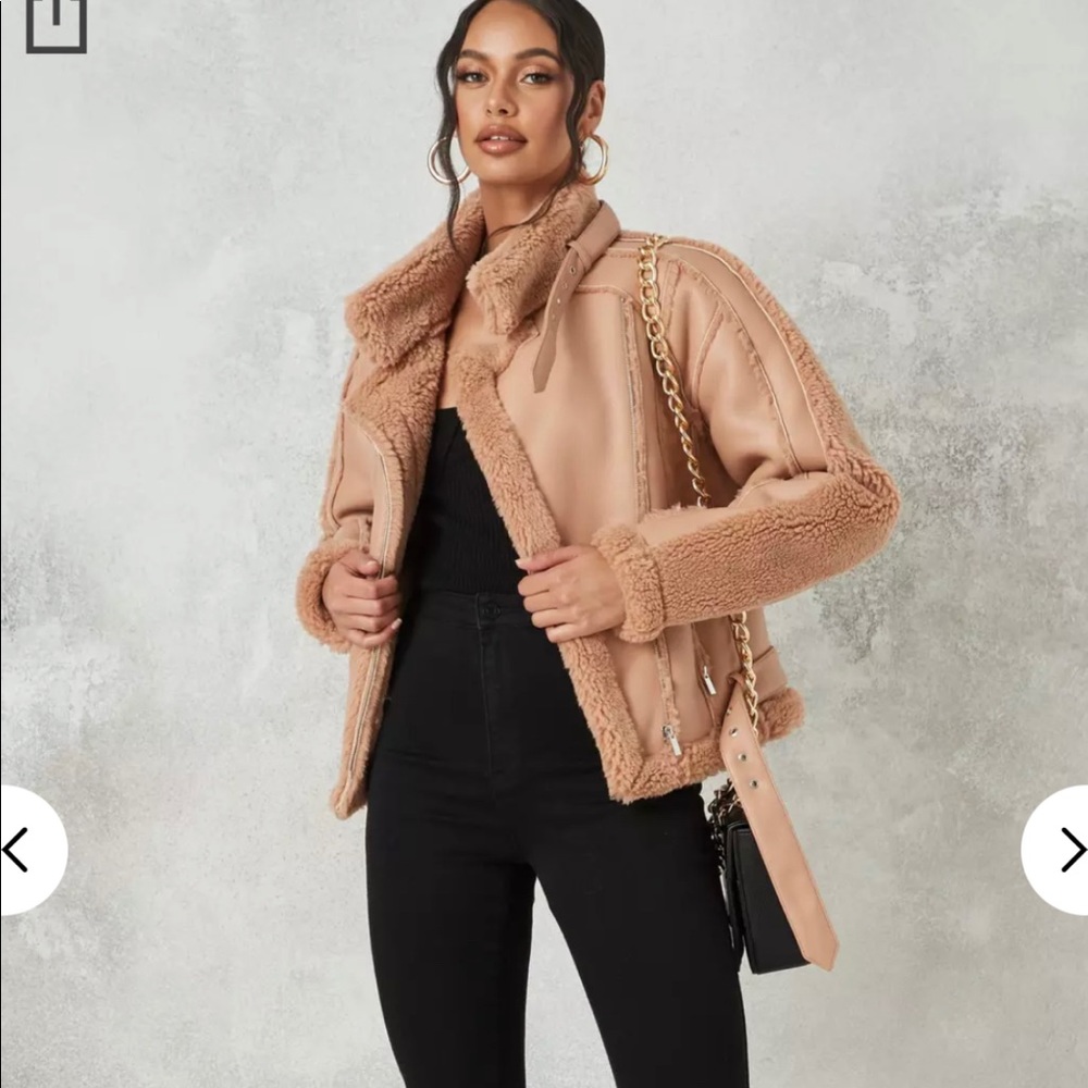 Missguided premium borg teddy aviator jacket